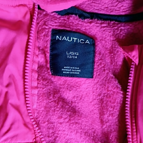 Nautica Girls' Bright Pink Hooded Fleece Jacket - Picture 3 of 6